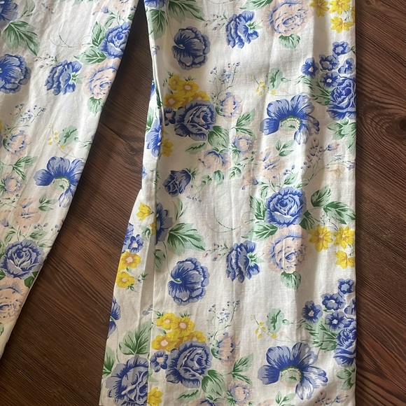 ASOS DESIGN cotton/linen floral print button front collar jumpsuit,Vintage look! - Picture 7 of 10